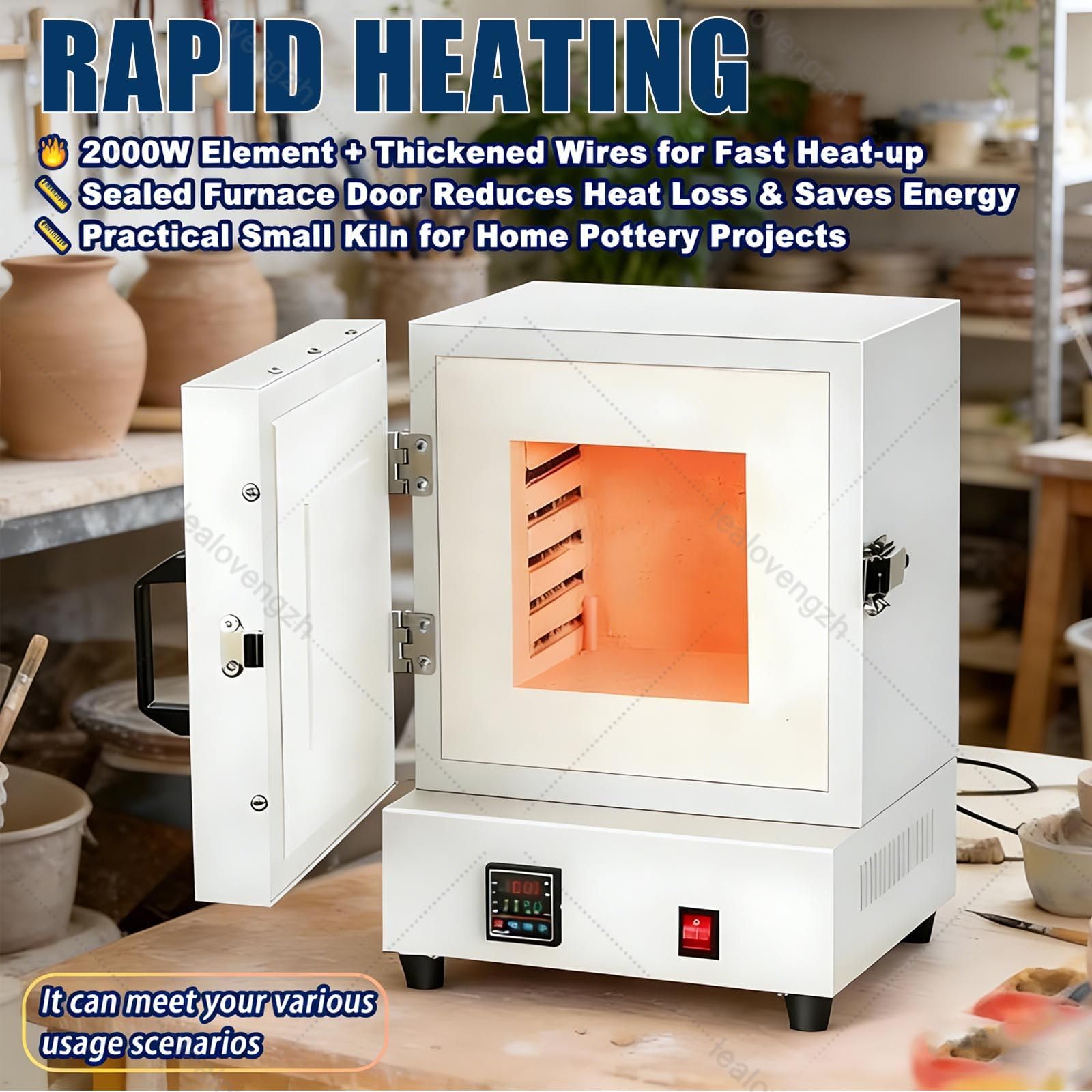 Horno EléCtrico Profesional para La FabricacióN De Joyas, Horno De FusióN De 2000 W para FundicióN De Metales Y CeráMica, Horno De Mufla Digital De 1150 °C/2102 °F (Blanco)