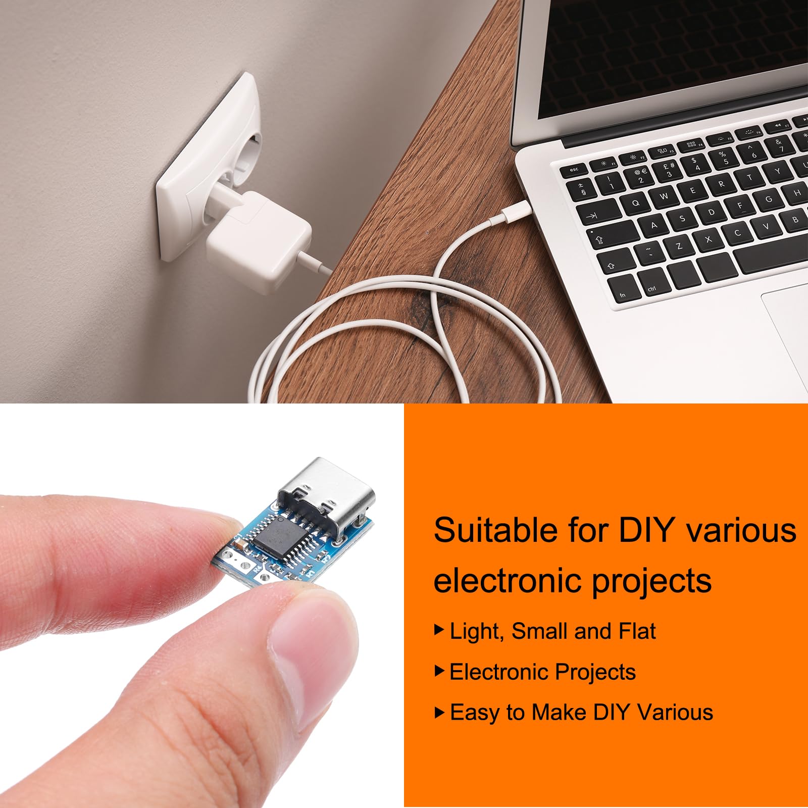 QUARKZMAN 5 sztuk USB-C PD 12 V DC moduł wyzwalacza napięcia stałego, 0,7 x 0,4 cala, gniazdo 5 A typu C, wejście do szybkiego ładowania, płytka do zasilacza notebooka, niebieska