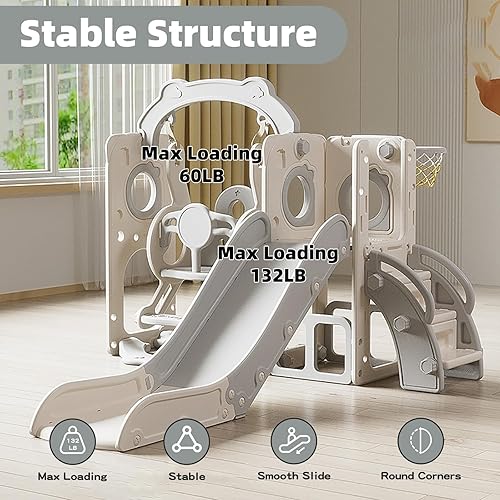 Miniatura 3 de Conjunto de tobogán para niños pequeños al aire libre, juego de juegos en interiores para niños de 1 a 3 años, para el hogar, patio trasero,