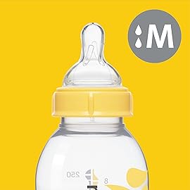 Medela Breast Milk Storage Bottles, 3 Pack of 8 Ounce Breastfeeding Bottles with Nipples, Lids, Wide Base Collars, and Travel Caps, Made Without BPA