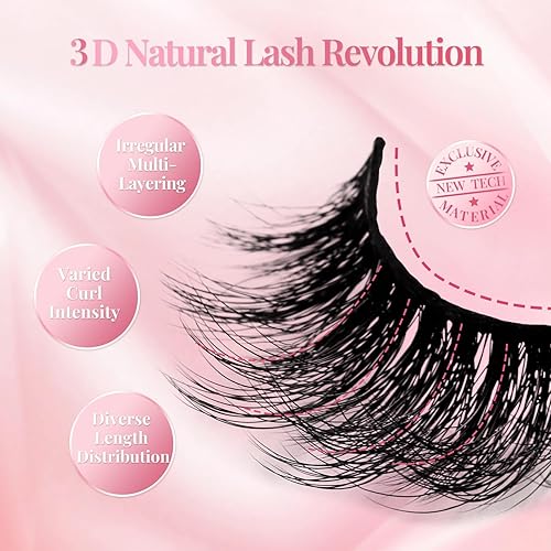 Miniatura 2 de Pestañas postizas Wispy de visón natural, 5 pares, pestañas esponjosas de ojo de gato, pestañas de tira de anime 3D, estilos de mezcla individuales