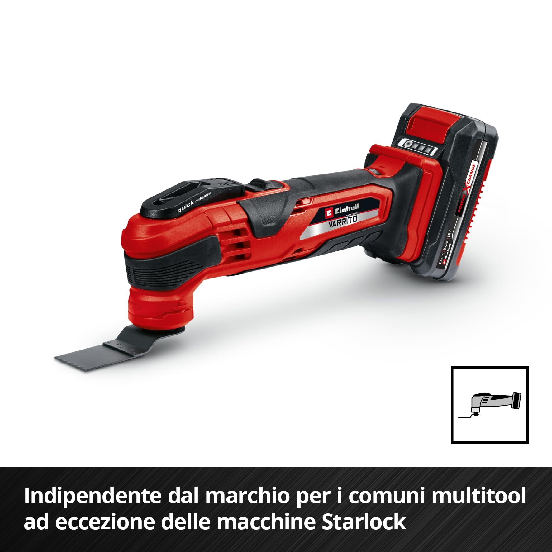 Originale Einhell Set multiutensile XL-PLUS-CASE 10 pz. (lama HCS/TCS semitonda, raspa delta TCS, segmento TCS, raschietto rigido, adattatore Dremel)