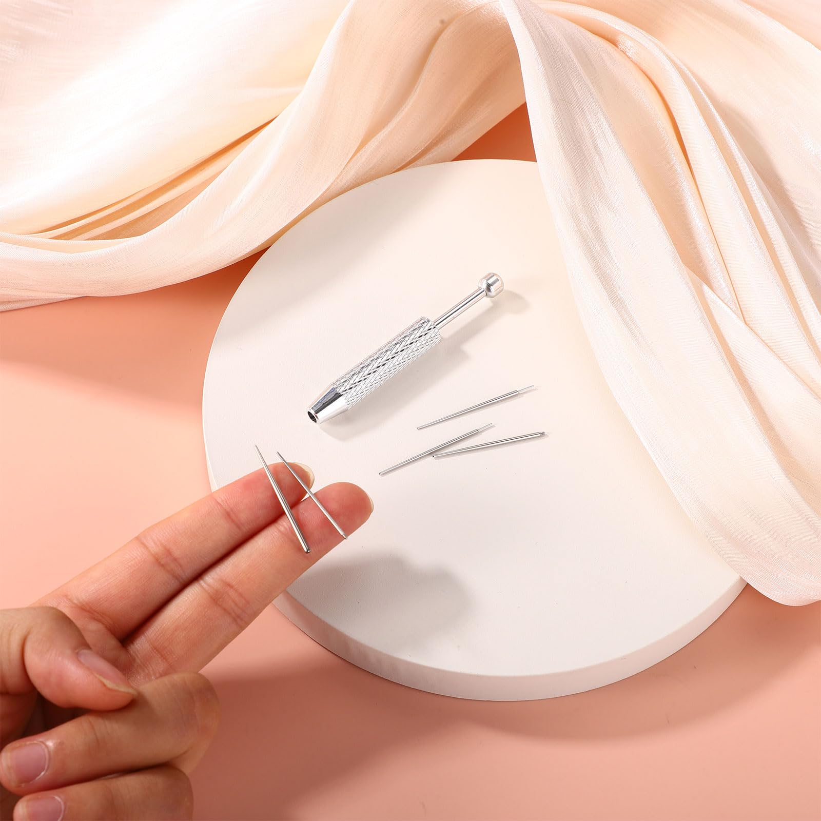 Lyreh Piercing Taper Narzędzie Chwytania Kulek Zmiany Biżuterii, Stal Nierdzewna Diamentowe Pęsety Narzędzie Podnoszenia Biżuterii 16G 18G Płaski Tył Bezgwintowy Trzpień Wkładania do Ucha Nosa Wargi