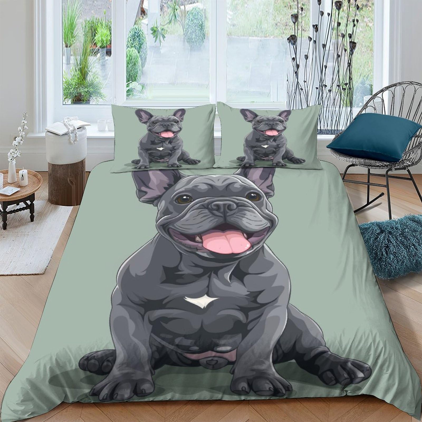 Funda nórdica de perro 3D cama king juego de ropa de cama infantil y adulto de microfibra 3 piezas