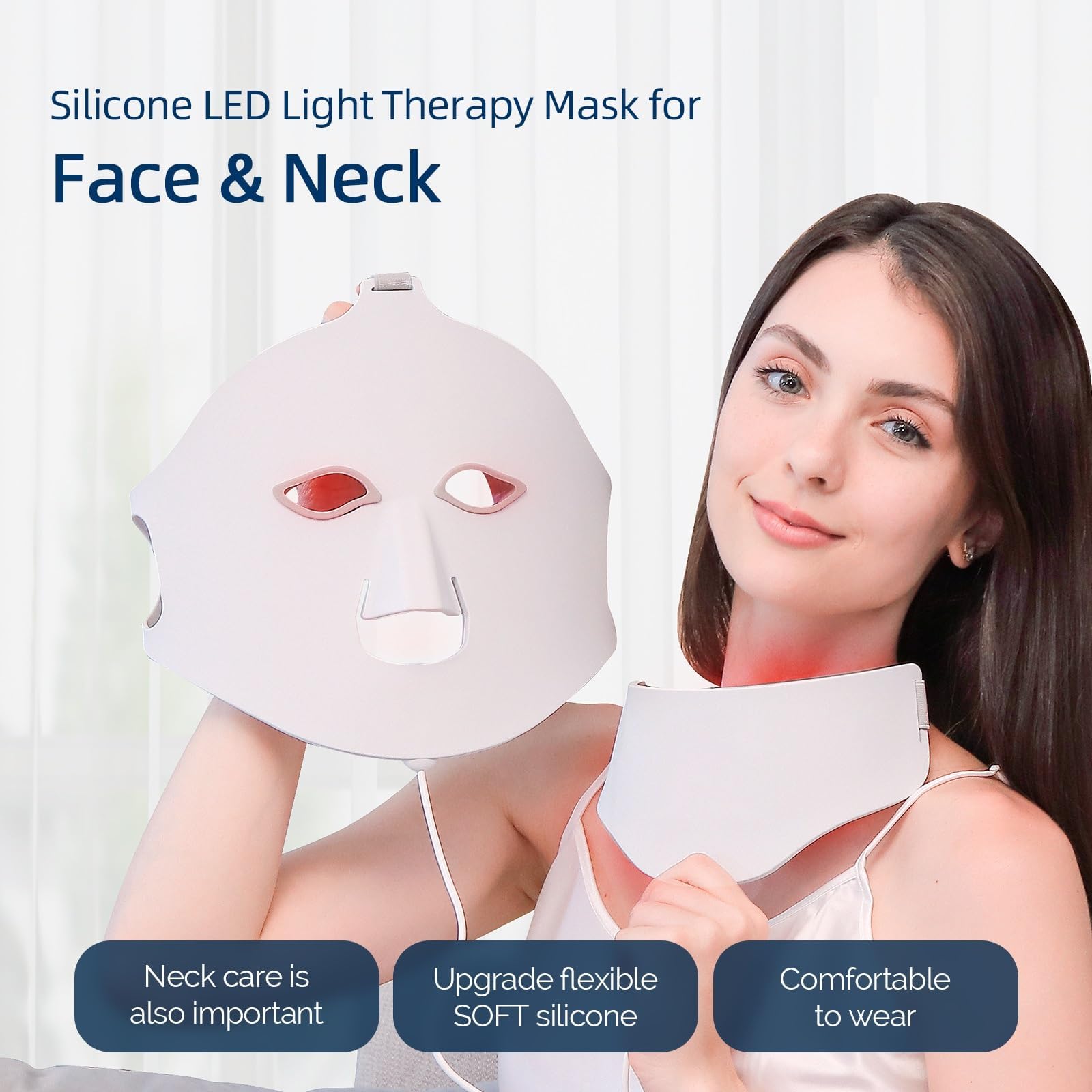 Led Maske Gesicht,Weiches Silikon,LED Lichttherapie Gesichts | Red Light Therapy Face，Hautverjüngung, Straffung & Aufhellung, Faltenglättung