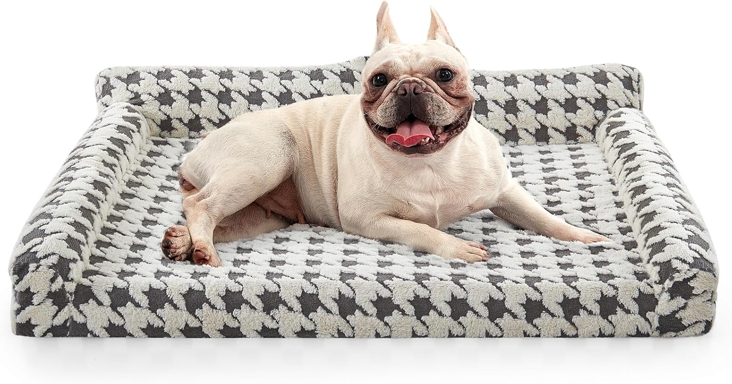Orthopedic Dog Beds for Medium Dogs Washable, Detachable Side Bolster and Pillow, Medium Dog Sofa with Memory Foam, with Removable Cover and Non-Slip Bottom, Grey (Grey, M (28"x22.8"x9.4")) Grey M (28"x22.8"x9.4")