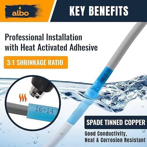 Miniatura 5 de Kit de 200 conectores de pala termorretráctiles macho y hembra, terminales eléctricos impermeables AWG 12-10, conectores de terminales de cable