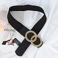 Vista 159 de Cinturón de cuero clásico con hebilla de metal para mujer con vestido de jeans Aah-negro-clásico