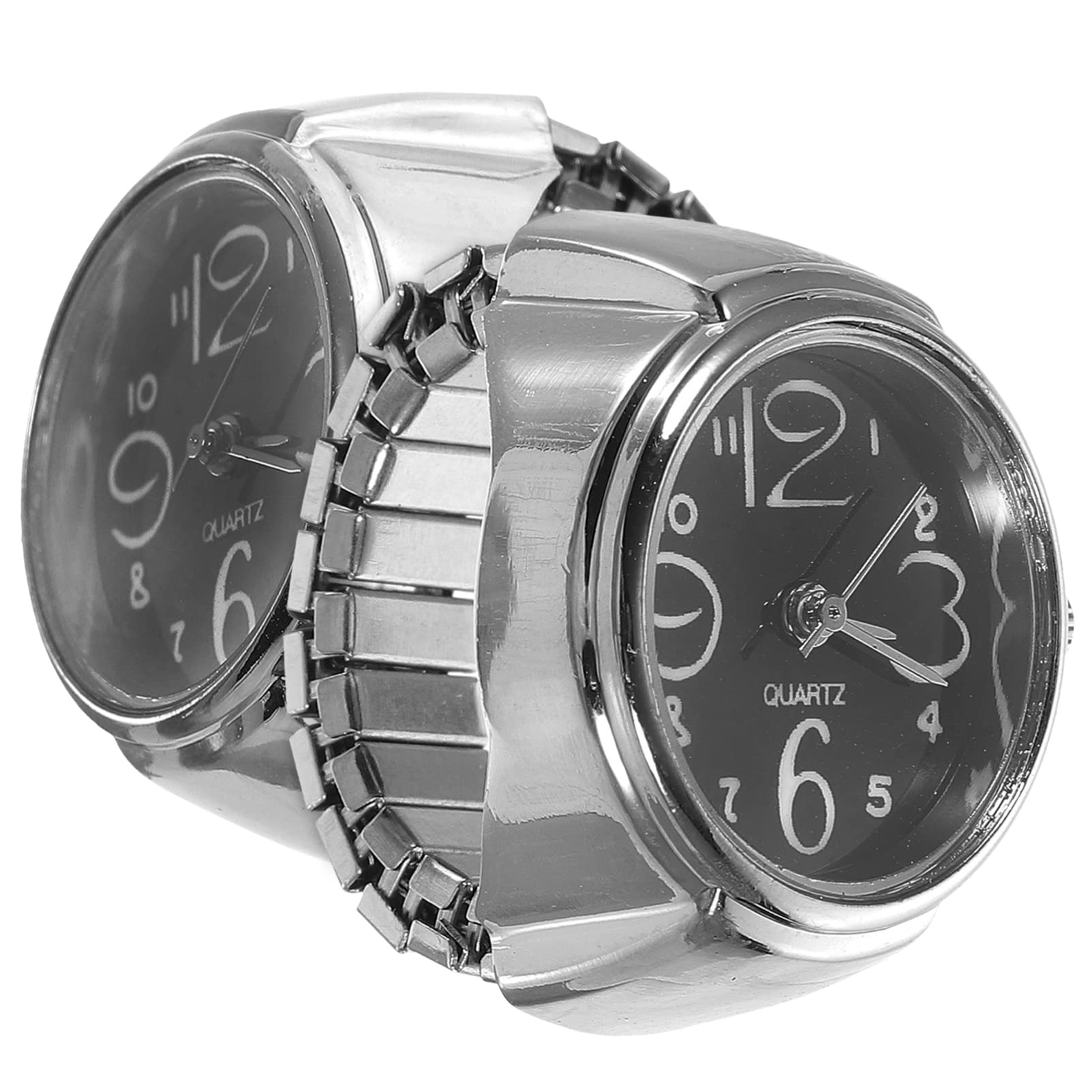 HOMSFOU 2 orologi ad anello al quarzo, coppia di anelli per dita per regalo per anello di movimento, regali per la personalità, signorina caso normale specchio in