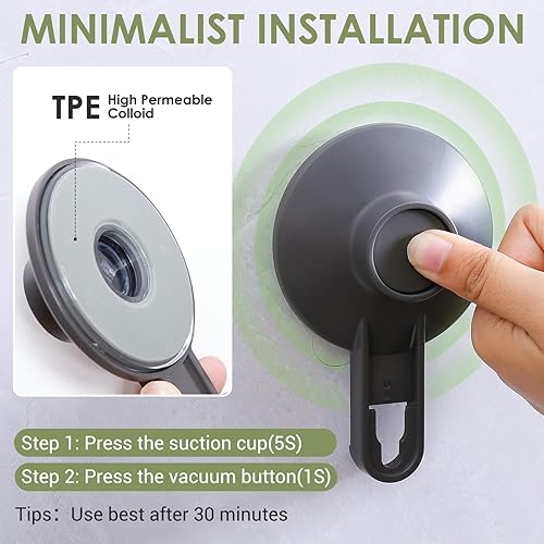 Miniatura 4 de LUXEAR Toallero, barra de toalla de baño adhesiva de 24 pulgadas con ventosa mejorada, toallero de ducha adhesivo sin herramientas con 5 ganchos