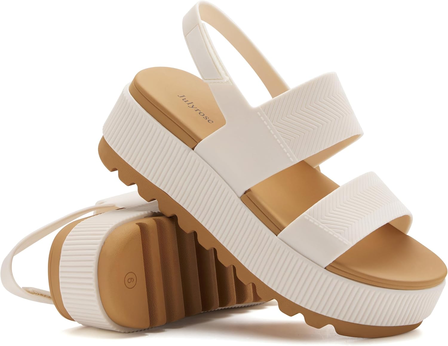 Julyrose Women's Platform Comfortable Chunky Wedge Sandals Lightweight Water-Friendly Lug Sole Summer Beach Sandals for Women - Image 6