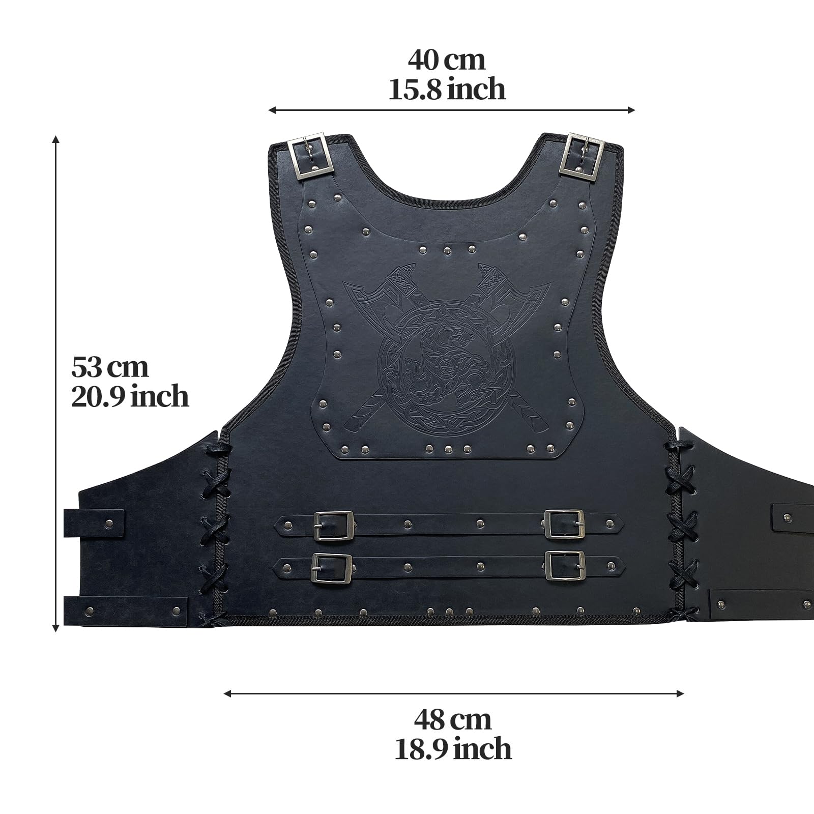 HiiFeuer Viking Warrior PU Leder Brustpanzer, Retro Ritter Leder Körperpanzer, Mittelalterliche Rüstung für LARP/Cosplay