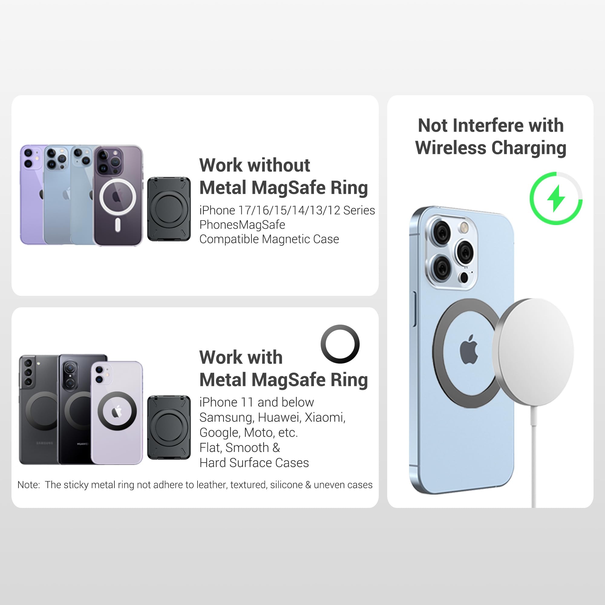 PROfezzion Podwójny Magnetyczny Portfel na Telefon,Blokada RFID Snap-on Twarda Etui na Karty na 4 Karty Zaprojektowany dla MagSafe,dla iPhone'a 16 15 14 Pro Max Plus i Etui MagSafe (Grubość 0,5")