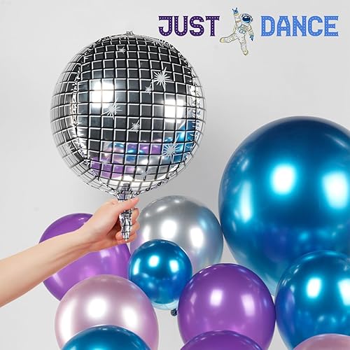 Miniatura 5 de Kit de arco de guirnalda de globos cromados morados y azules 130 globos metálicos de doble relleno lila plateado para Galaxy Space Theme Video Game