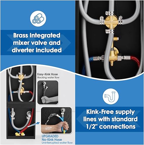 Miniatura 6 de ROVOGO Sistema de torre de panel de ducha LED, no necesita batería, cabezal de ducha de lluvia y niebla, chorros corporales, de mano, boquilla de