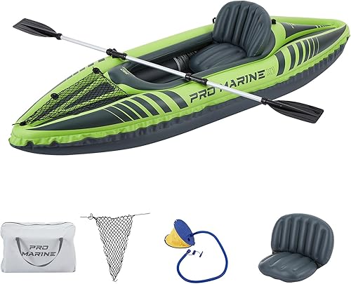 PROMARINE Inflatable Kayak Oar Included Blow Up Kayak Foldable Paddle Boat with Adjustable SeatFoot Pump (1 Person)