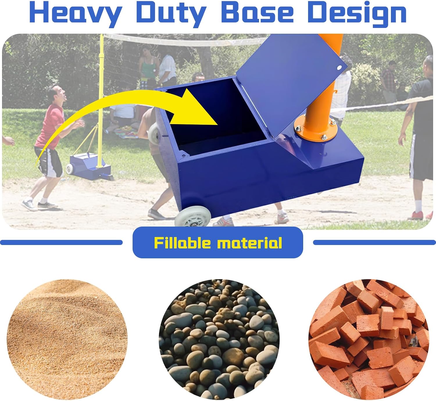 Volleyball Poles for Backyard with Net,Volleyball/Badminton Poles with Movable Heavy Duty Base,Volleyball Net Poles Adjustable 4 Heights,for Indoor Outdoor Stadium School Adults Kids