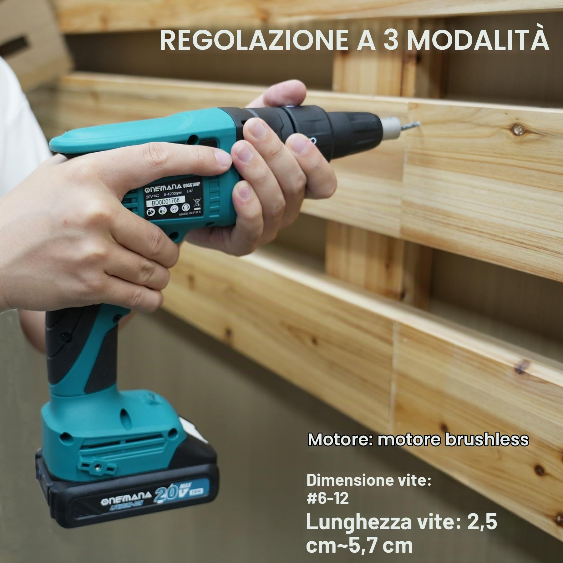 18V Avvitatore elettrico per cartongesso 1/4'' com meccanismo di caricamento (senza Batteria)