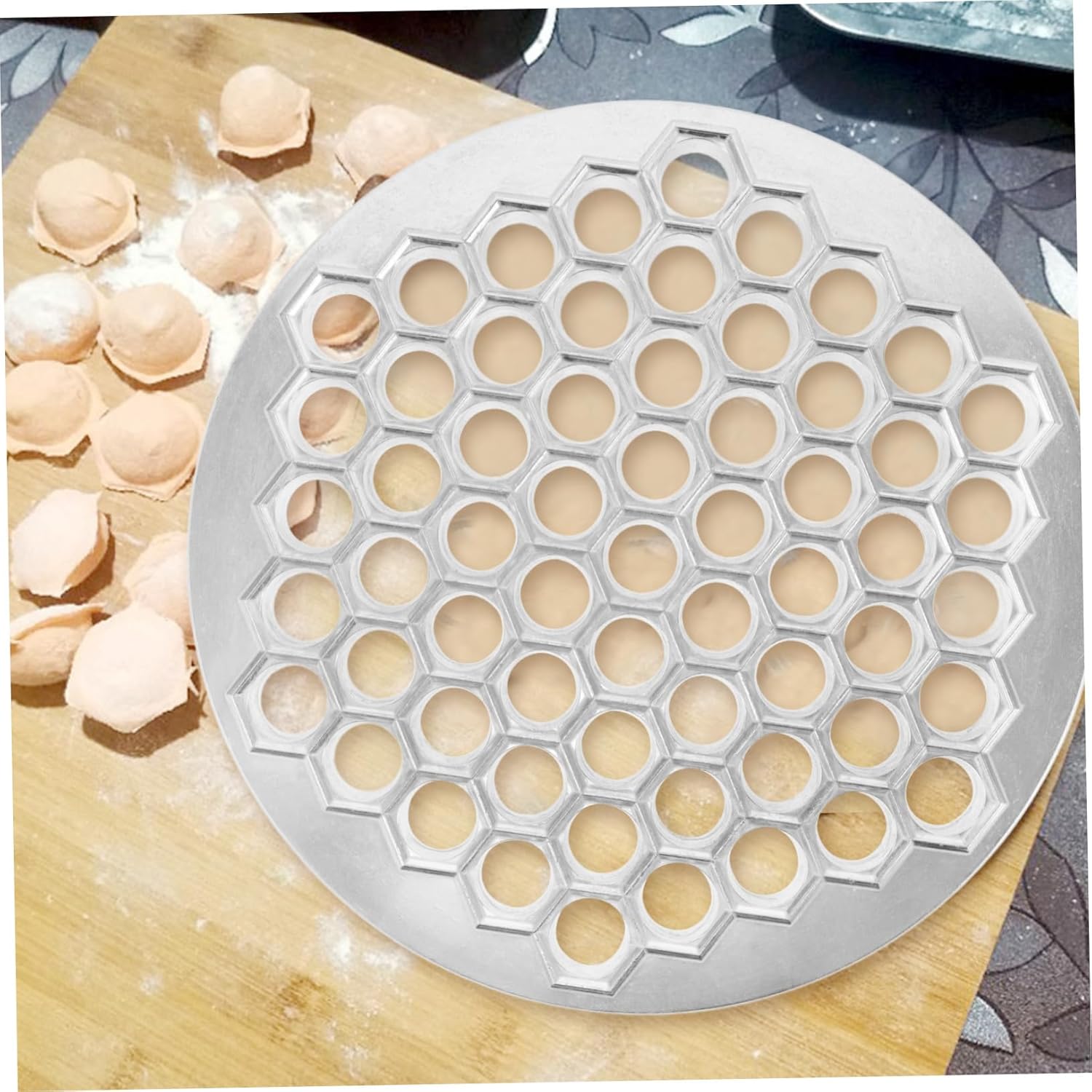 PRETYZOOM 61-hole Aluminum Dumpling Mold for Household Use Safe Lightweight Ravioli Maker Easy to Use Dumpling Case