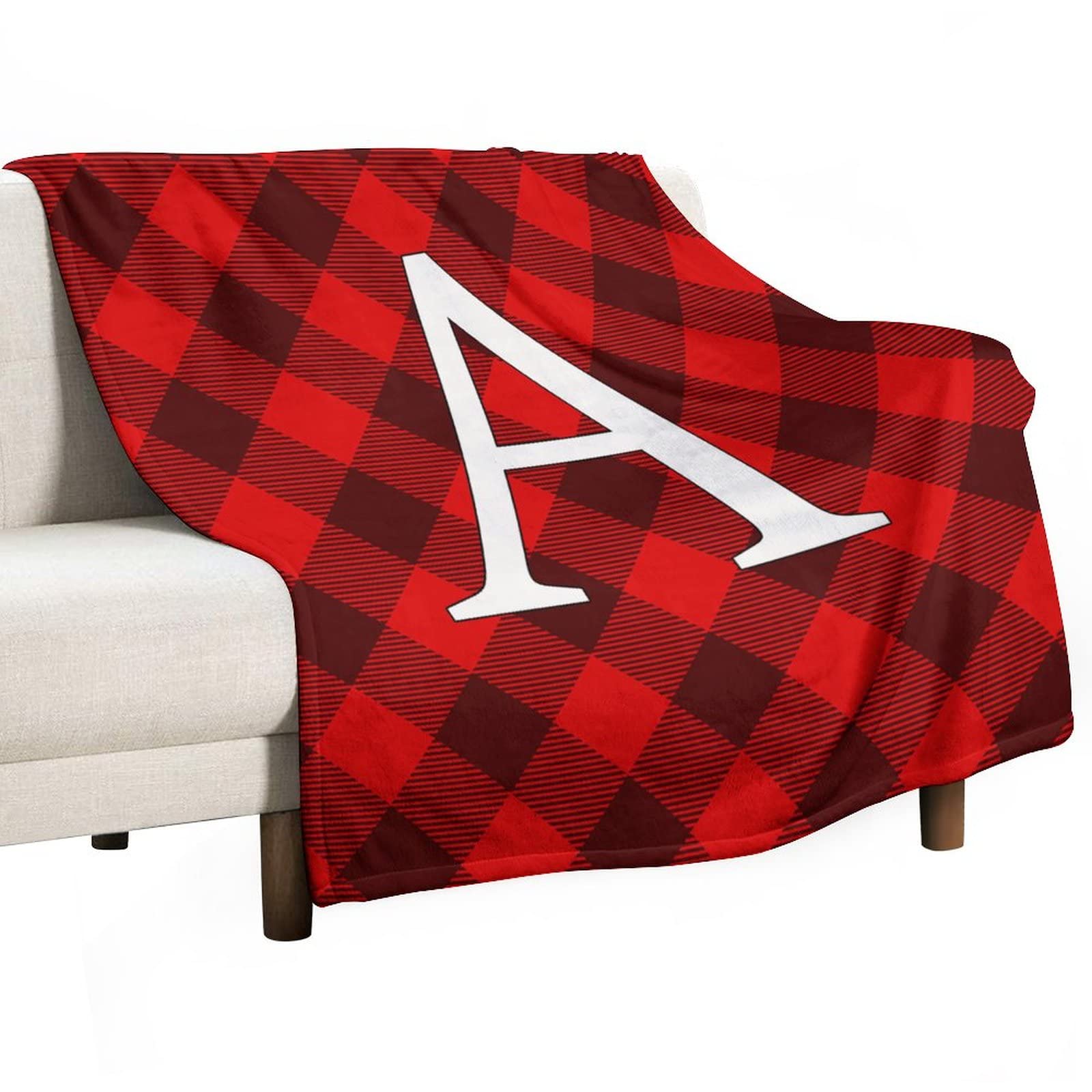 Couverture duveteuse monogramme lettre A plaid de buffle