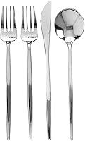 Vista 5 de Juego de cubiertos desechables de diseño moderno para vacaciones, juego de cubiertos de plástico para 24-24 cucharas de plástico, 24 cuchillos, 48
