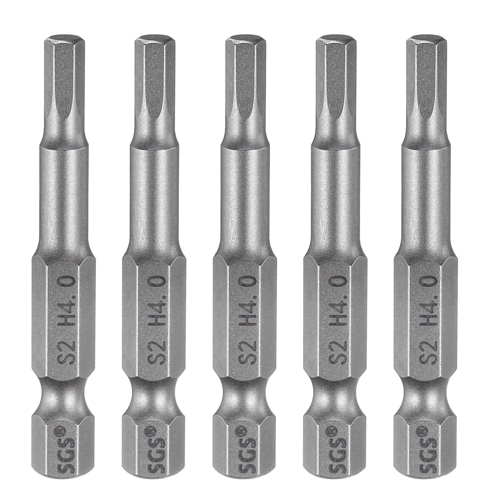 sourcing map 5pcs H4.0 Hex Head Drill Bit Wrench 4mm Metric Flat Tip 1/4" Hex Shank 50mm (2") Long Magnetic Hexagonal Screw Driver Socket Industrial Screwdriver Power Bits