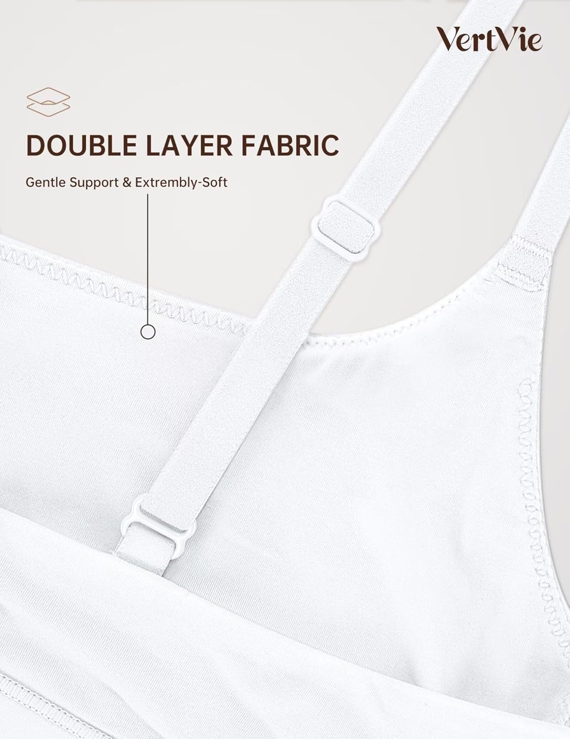 Vertvie Womens Wireless Bralettes Cami Bras Unlined Seamless No Underwire No Padding Scoop Neck Comfort T Shirt & Sports Bra - Image 6