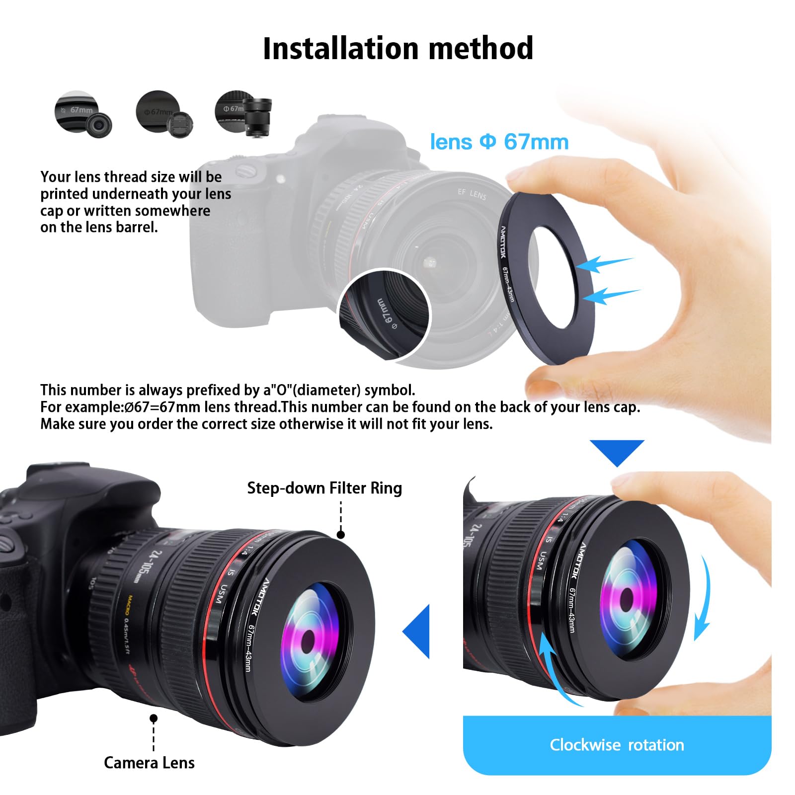 Step-up Filteradapterring 43mm Naar 67mm – Metalen Ring Van Aluminium – Voor Camera, Lens, Filters & Accessoires