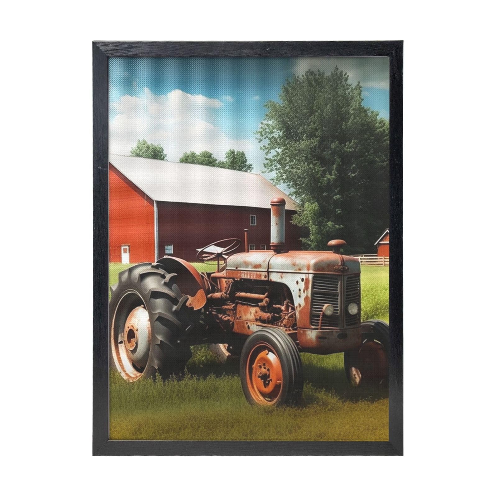 Framed Wall Art - Decorative Canvas Painting Company Farm Tractor Pictures Poster Aesthetic Modern Prints Artwork for Bedroom Office Wall Decor Ready To Hang 12x16 in