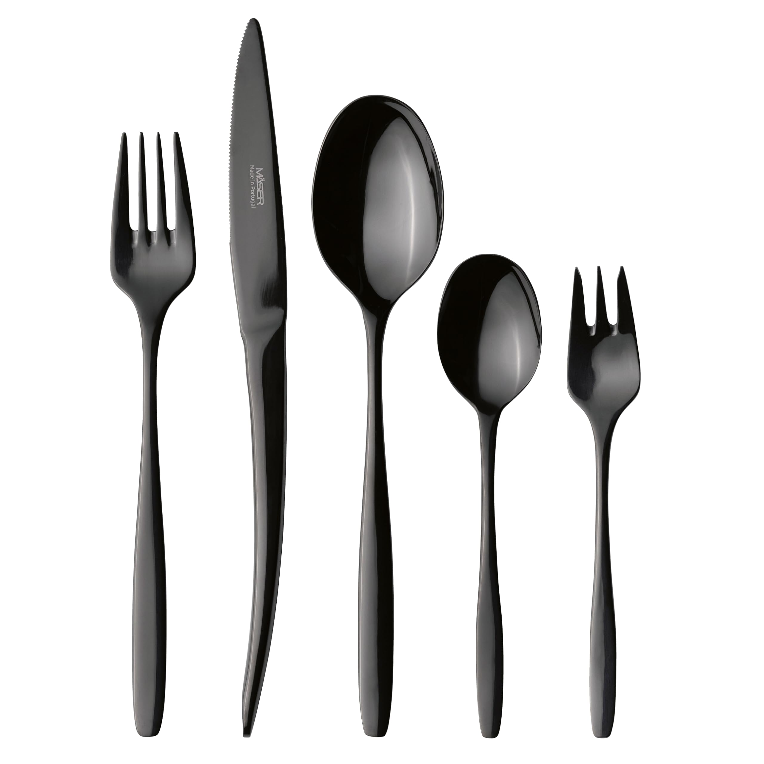 Mäser, Serie Nigran, Besteck-Set, Edelstahl Besteck-Set für 6 Personen, Schwarz