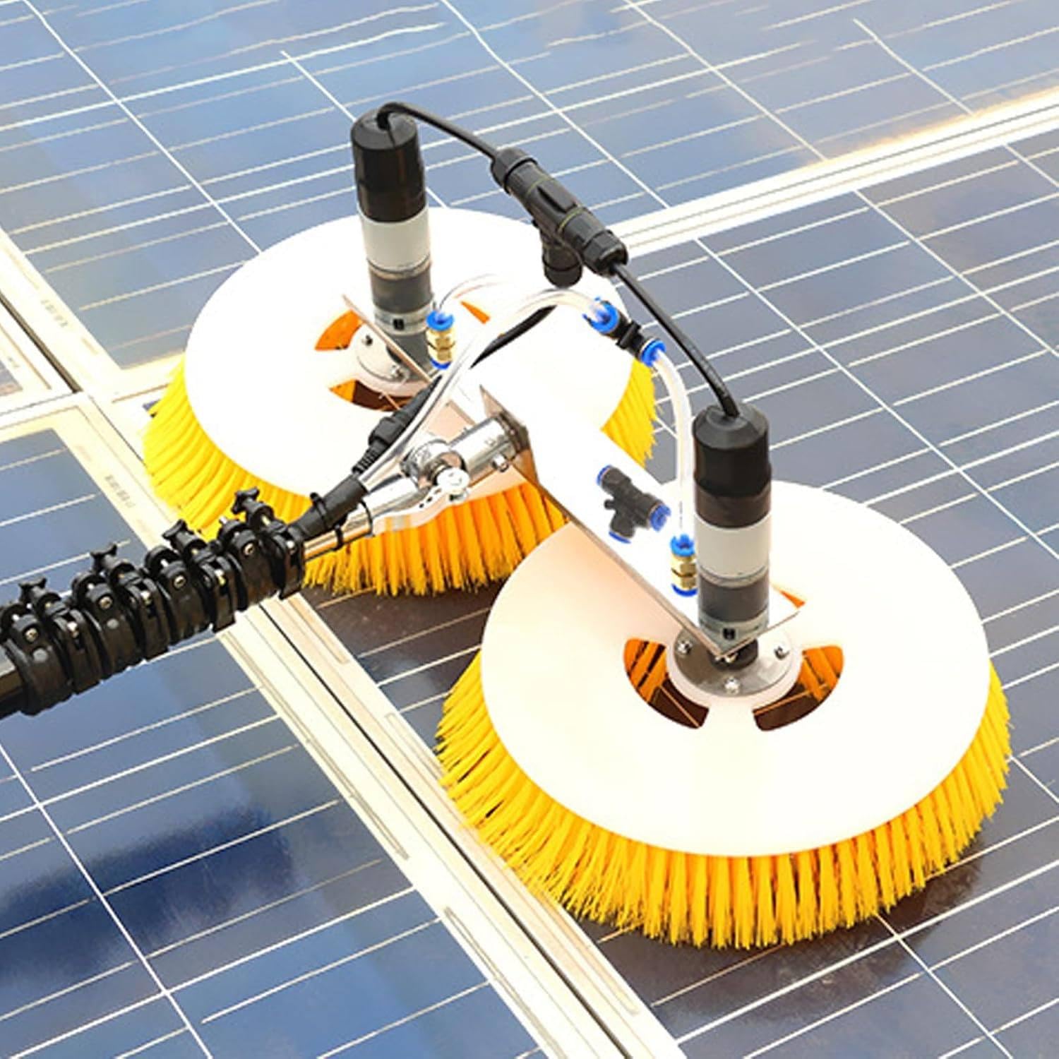 Ymaomao Mains+Lithiumbatteryversion Electric Solar Solar Panel Cleaning Tool, Telescopic Rod Pv Panel Wash Cleaning Machine, Double Head Solar Panel Cleaning Equipment Solar Cleaner Robot,-3.5M