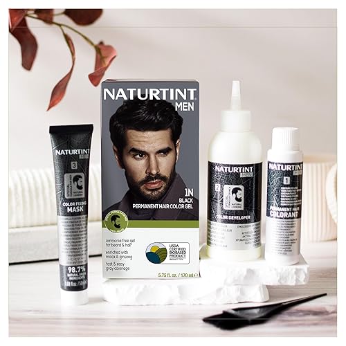 Miniatura 5 de Naturtint Tinte permanente para el cabello para hombre, color negro 1N para cabello, barba y bigote (paquete de 1), sin amoníaco, hasta el 100% de