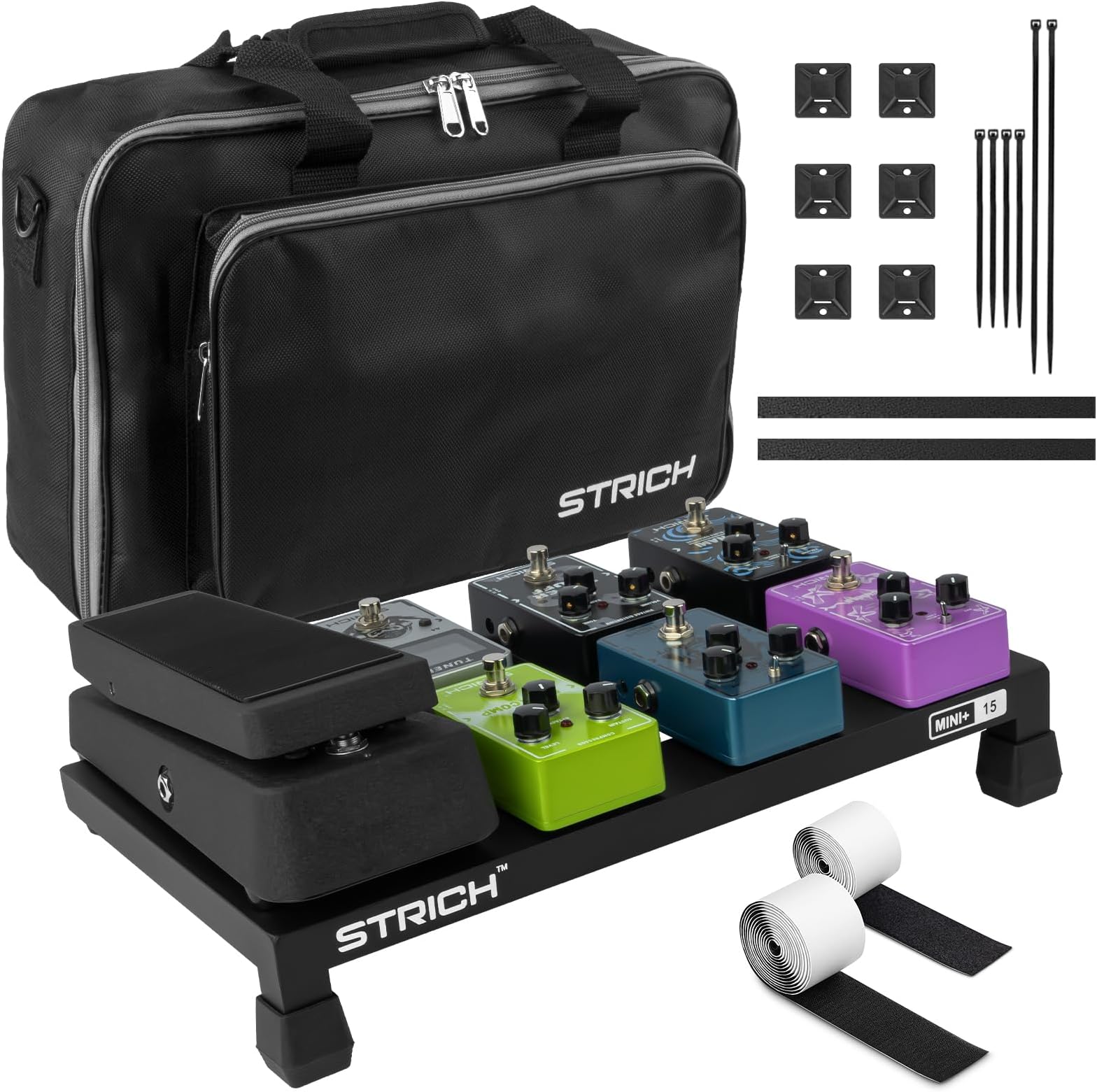 STRICH MINI 15+ Guitar Pedal Board, Aluminum Alloy, 0.1 lbs (0.55 kg), Ultra Lightweight, Effector Board, 15.0 x 8.7 inches (38 x 22 cm), Carrying Bag Included