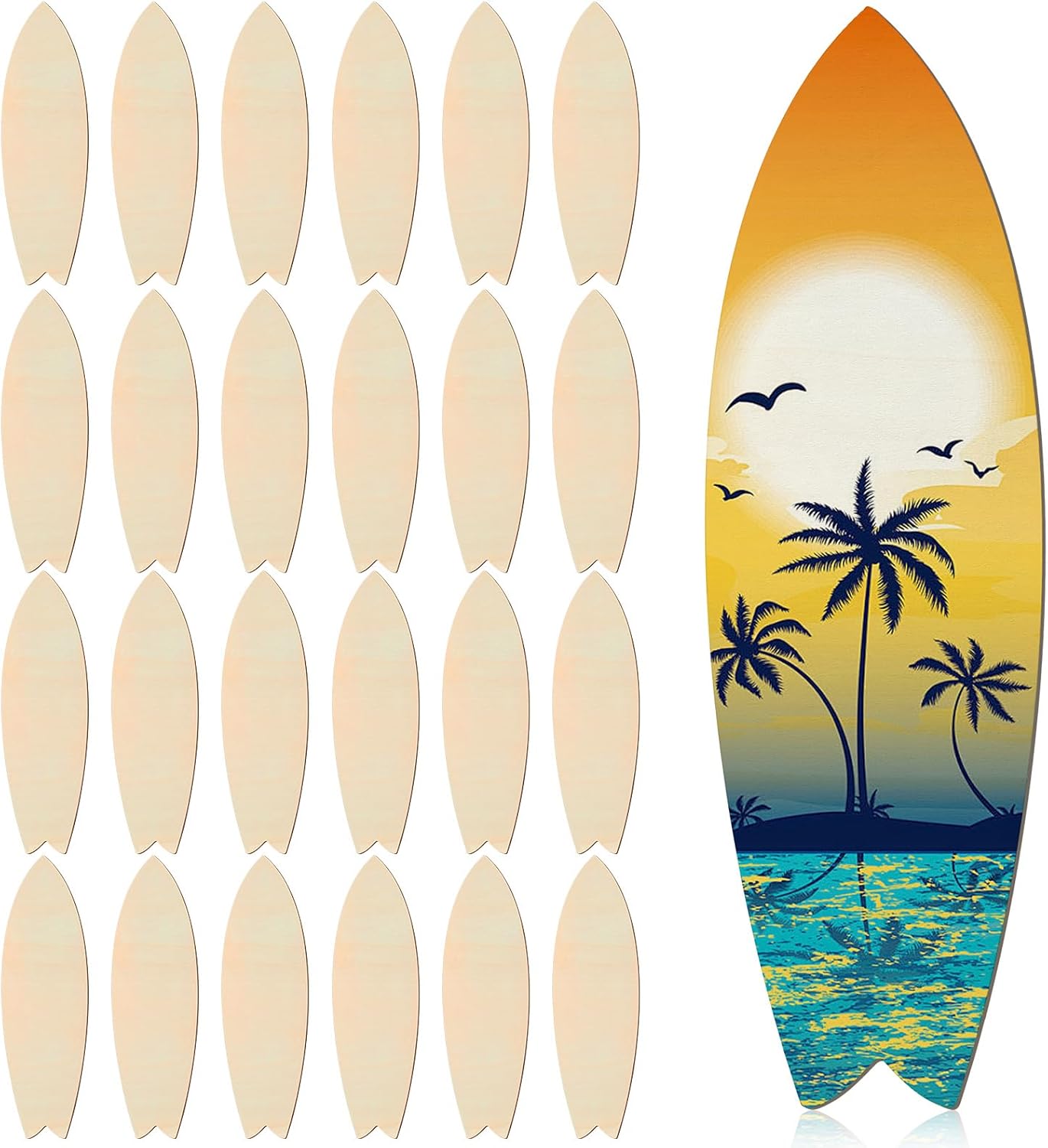 12 Pcs 12 Inch Unfinished Wood Surfboard Cutout for Crafts Nautical Blank Wooden Crafts Summer Beach DIY Wall Decor for Art Creation Graffiti Painting Home Hanging Decor Hawaii Luau Party