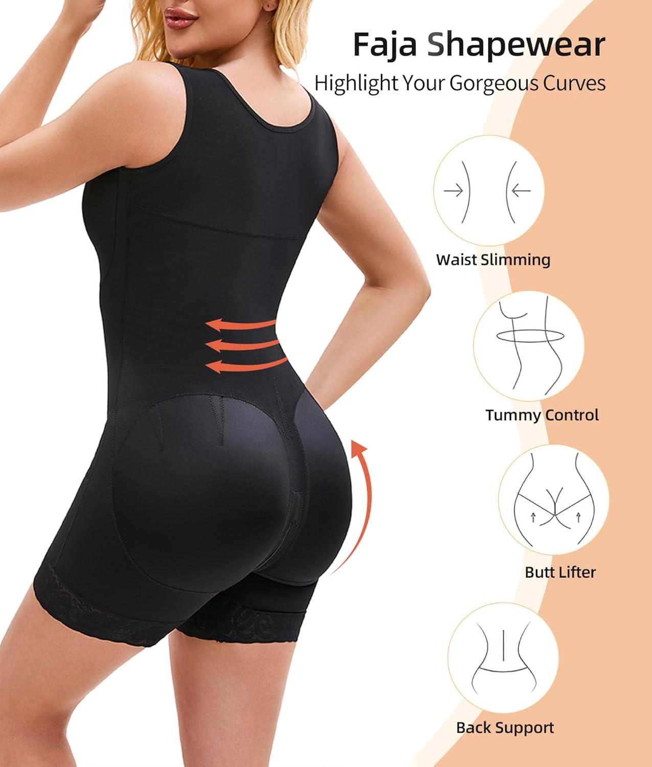 Fajas Colombianas Shapewear for Women Tummy Control Post Surgery Full Body Shaper Butt Lifter with Zipper Crotch - Image 4