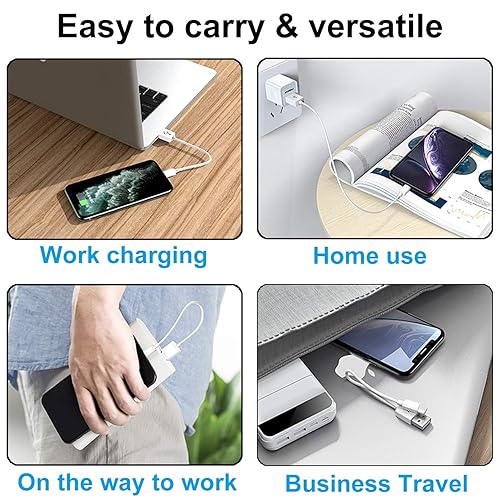 Miniatura 5 de Cable micro USB corto (paquete de 6 unidades de 8 pulgadas, blanco), cable de carga para teléfono Android, cables de carga y sincronización de datos