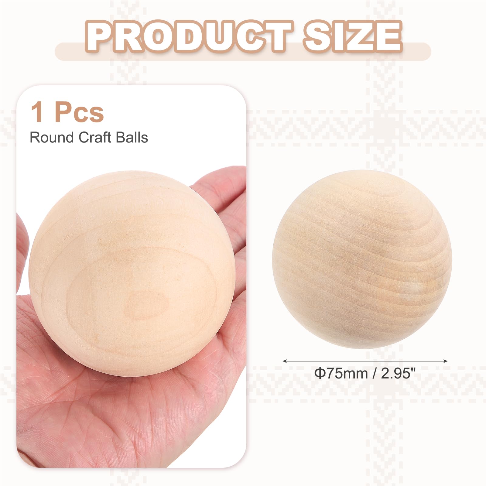 Amazon.co.jp: uxcell 木製ボール 75mm 未加工木球 天然樺材ソリッド