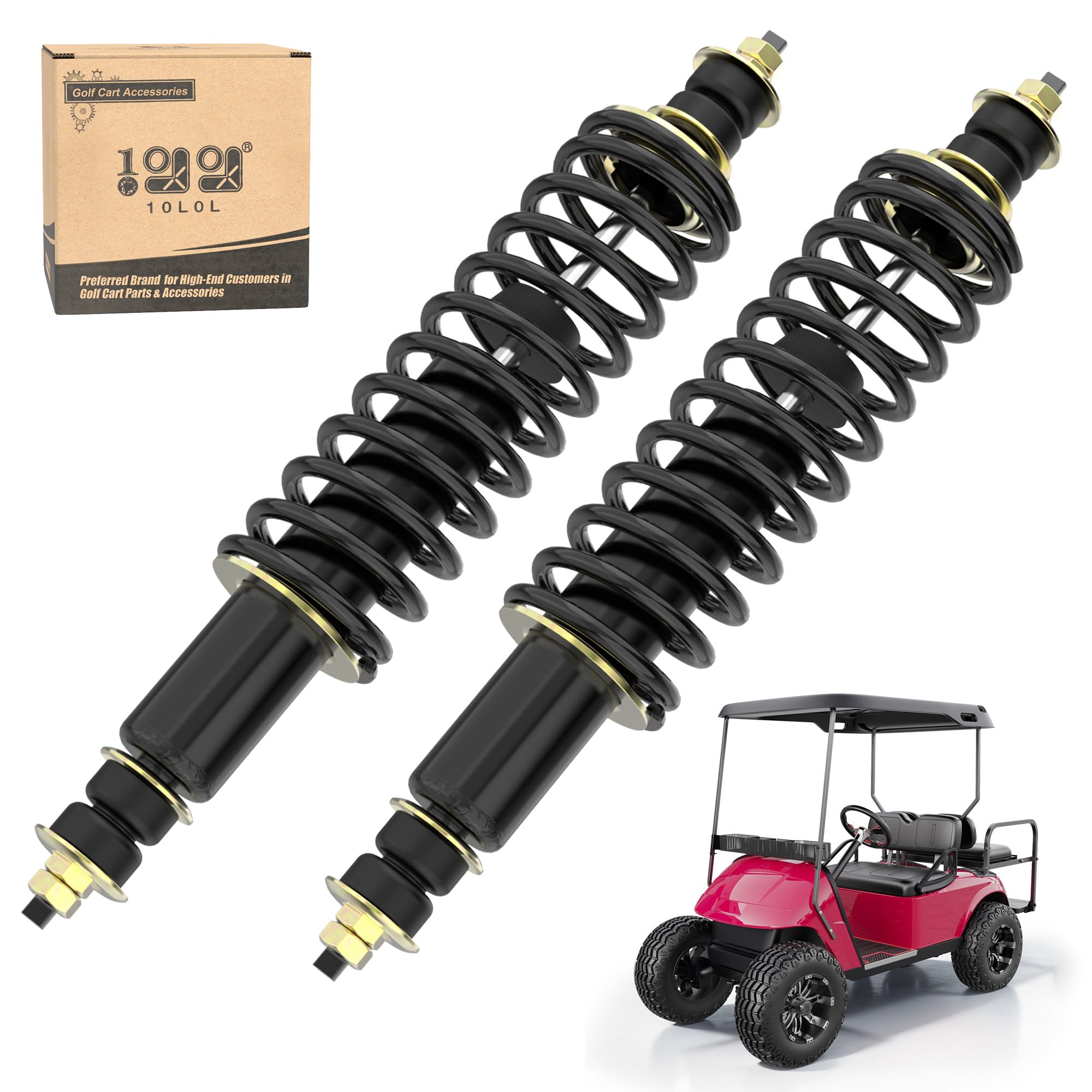 10L0L Golf Cart Shocks Absorber Front or Rear with Heavy Duty Coil Springs for EZGO Medalist TXT 1994+ Newer Gas & Electric Golf Carts, Replaces OEM#