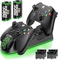 OIVO Xbox Controller Charger Station with 2x 5580mWh Batteries & 4 Covers for Series X/S, One, Elite – Fast Dual Charging Dock