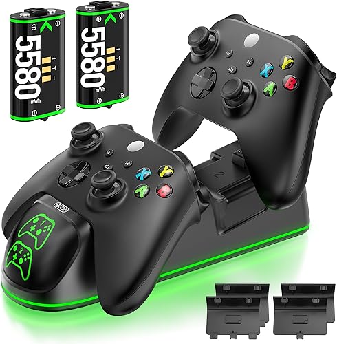 OIVO XSX Estación de Carga para Controlador con 2 Paquetes de Batería Recargable de 5580mWh para Controlador Xbox Series X/S/One/Elite/Core, Base de