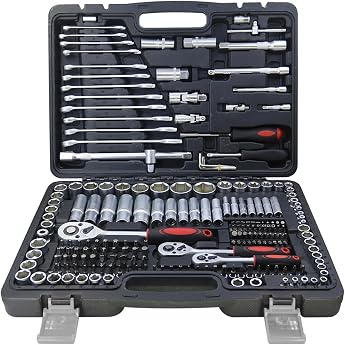 Socket Spanner Set 216 Pieces Ratchet Box for Car with 1/4 Inch 3/8 Inch and 1/2 Inch Reversible Ratchet Ratchets Socket Wrench Bit Set Socket Spanner Inserts Tool Box
