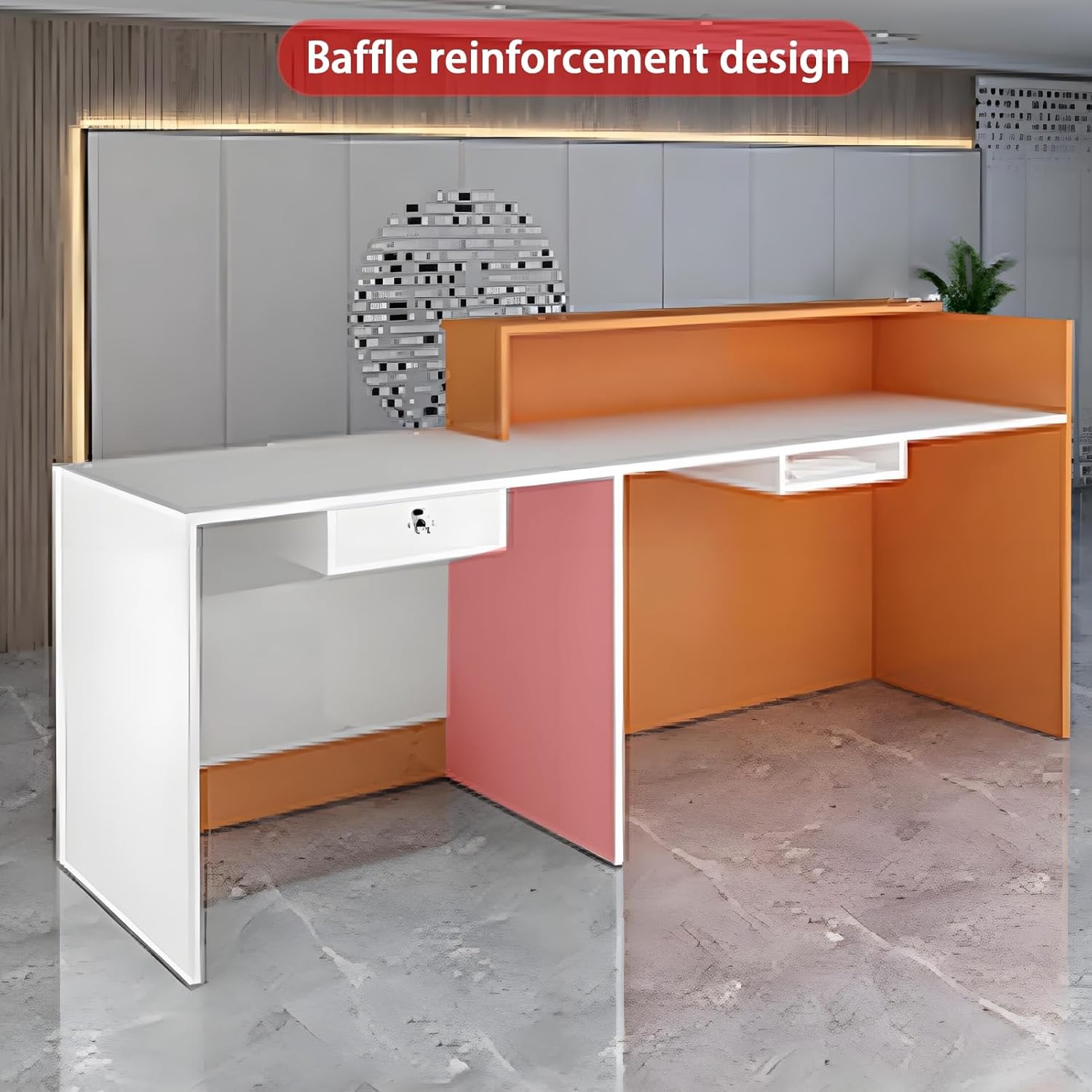 Reception Desk, Front Counter Desk with Lockable Drawers, Retail Checkout Counter, L-Shap Reception Room Front Desk, for Office/Beauty Salon/Lobby(Black-Left,120cm/47.2in)