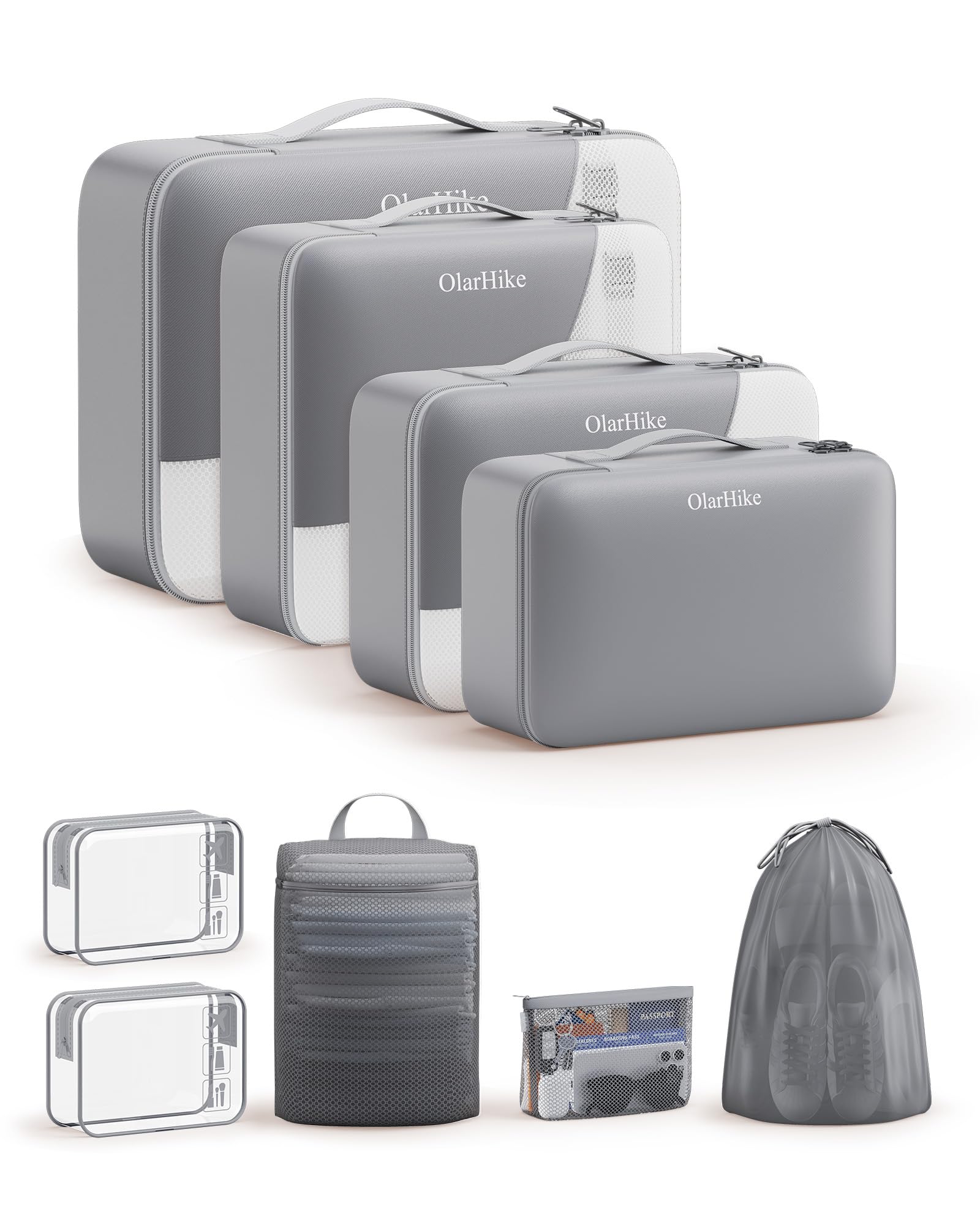OlarHike 9 Set Packing Cubes for Travel,Gifts for Women Mom,Anti-Tearing Suitcase Organizer,with Over 1000 pcs Mesh Holes,Vacation Essentials &amp; Accessories for Cruise Ship