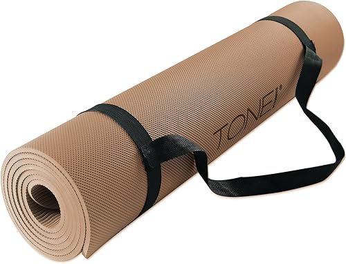 Miniatura 2 de TONE Fitness Esterilla de yoga antideslizante de 14 pulgadas de grosor para ejercicios y pilates para entrenamientos en casa con correa de