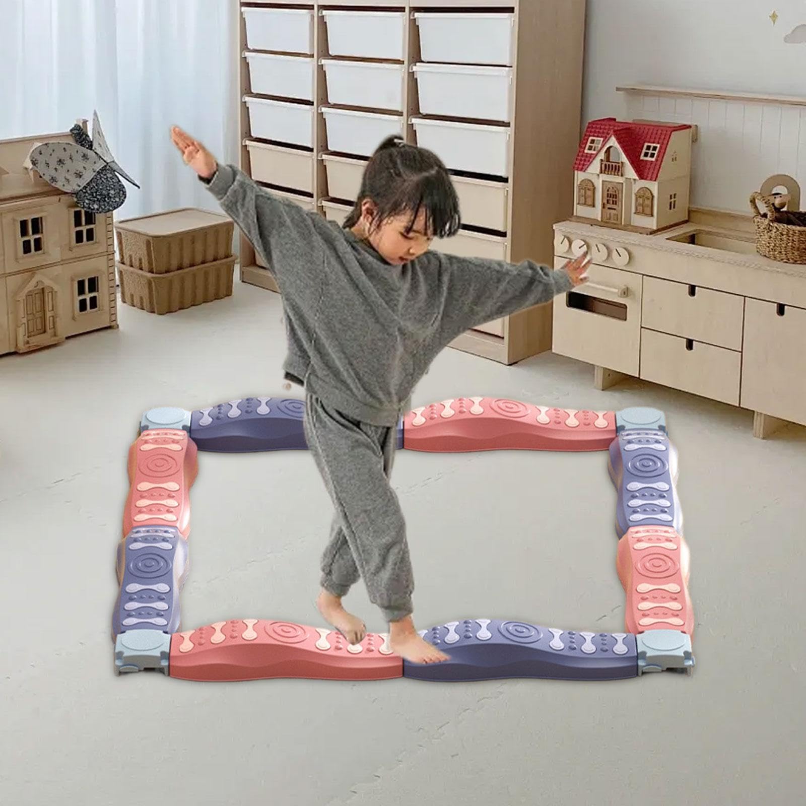 8 Stück Balanciersteine Kinder Gleichgewichtsbalken Stepping Stones Hindernis Parcours Koordinationstraining Lernspielzeug Aus Stabilem PP für Aktive, 8pcs B