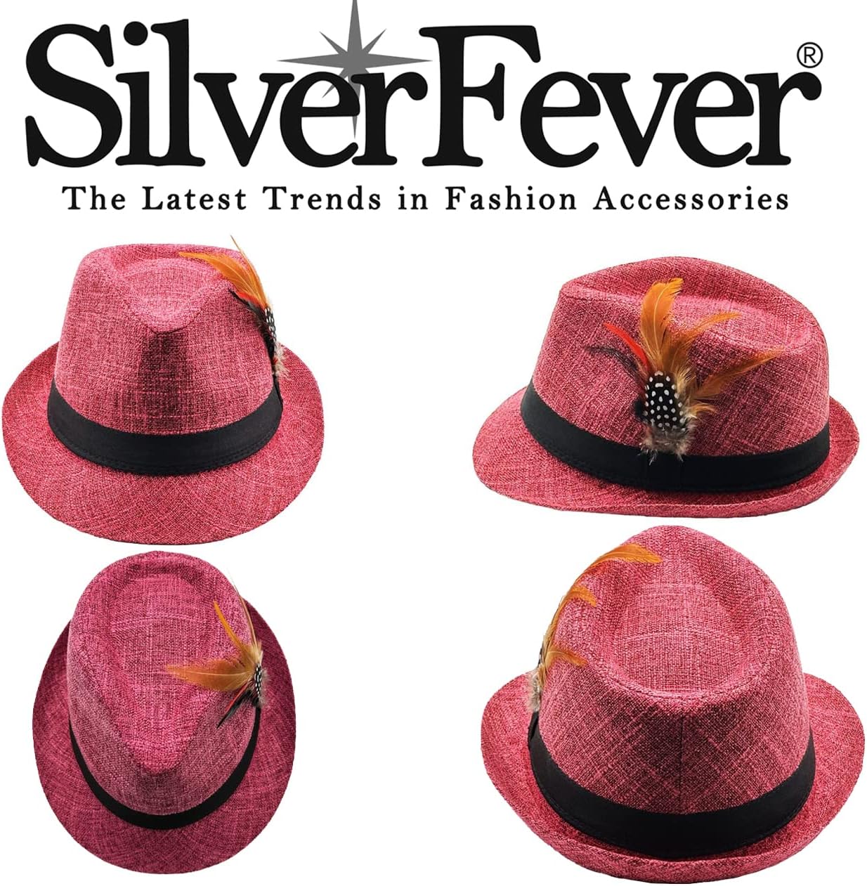 SILVERFEVER Fedora Hat with Feathers Gatsby Holiday Octoberfast Bavarian Alpine Trlbe Dress Up Gatsby Hats