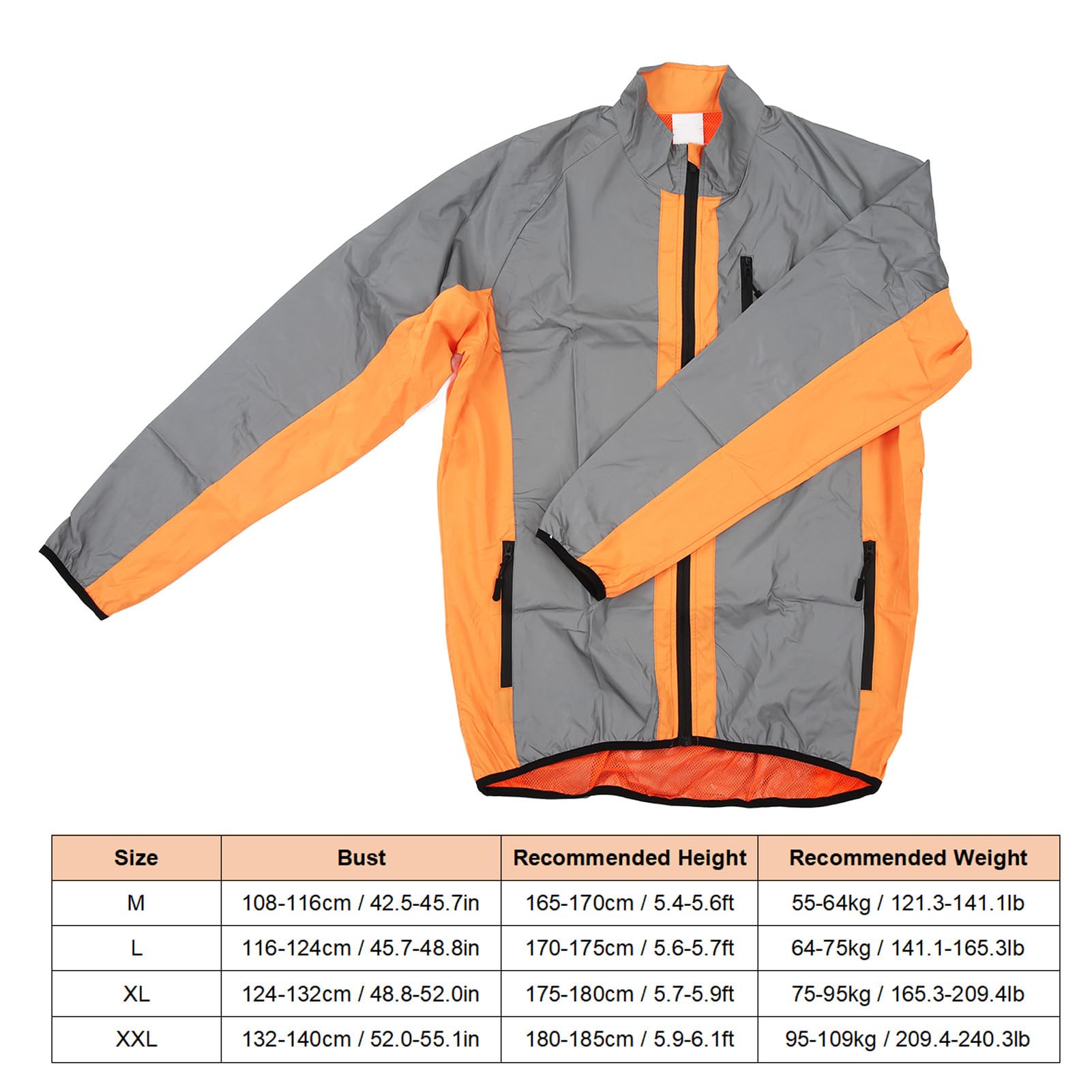 Fockety Chaqueta de Ciclismo para Hombre, Cortavientos Transpirable con Rayas Reflectantes para Hombre, Bolsillos Laterales Delgados y Ligeros para Acampar
