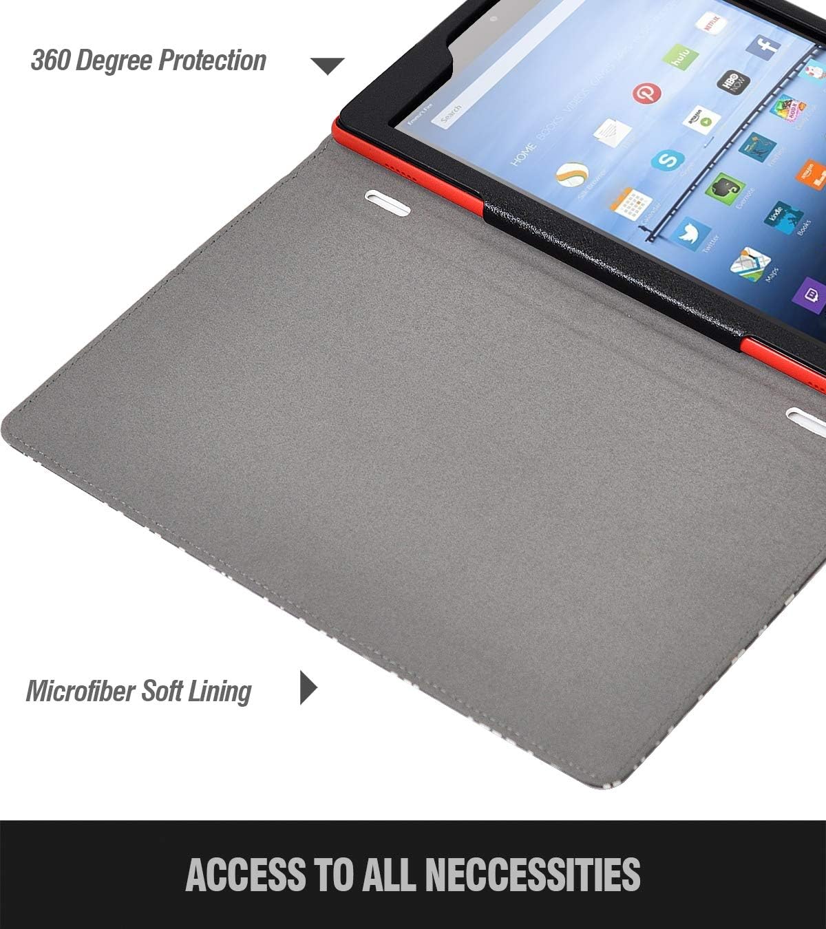 Poetic All-New Fire HD 10 Tablet Case (7th Gen 2017 and 9th Gen 2019 Release),Slim Synthetic Leather Flip Stand Cover, Auto Sleep/Wake, Magnetic Closure,for Amazon Fire HD 10.1 Inch, Composition Book