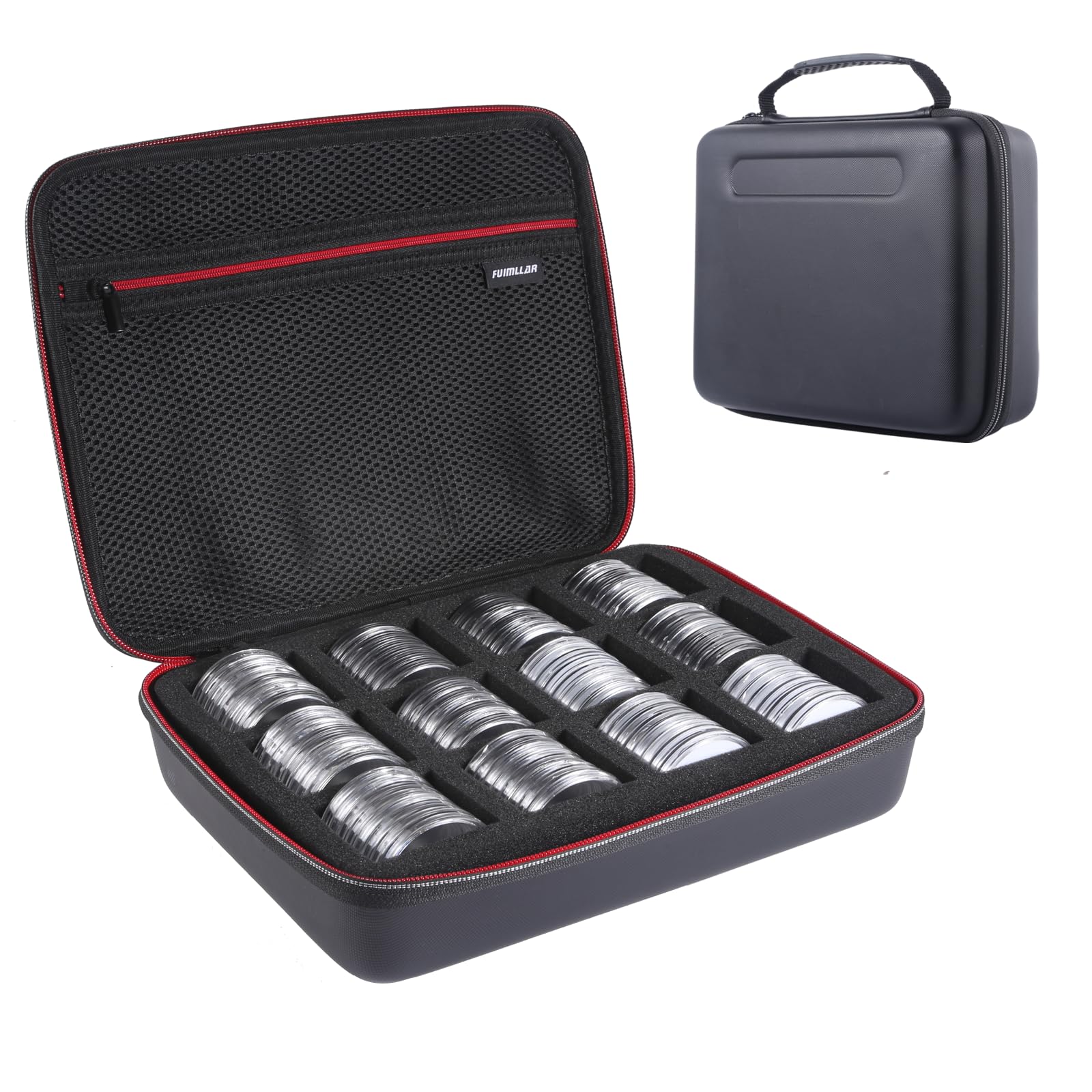 Photo 1 of 46mm Coin Holders for Collectors, Tiudbeu Coin Collection Supplies, Coin Case, 100 Pieces Coin Capsules, Coin Storage Box with 6 Size (20/25/27/30/38/46mm) Gasket for Various Coins