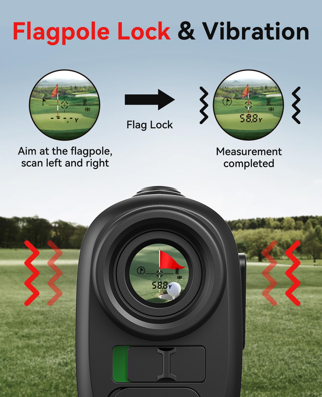 Hoorola Range Finder Golf, 1200 Yards Rangefinder with Slope, Magnetic Stripe, 7X Magnification, IP54 Water Resistant, Rechargeable Battery, Flag Pole Lock Vibrate, Golf Accessories Gift for Men Women